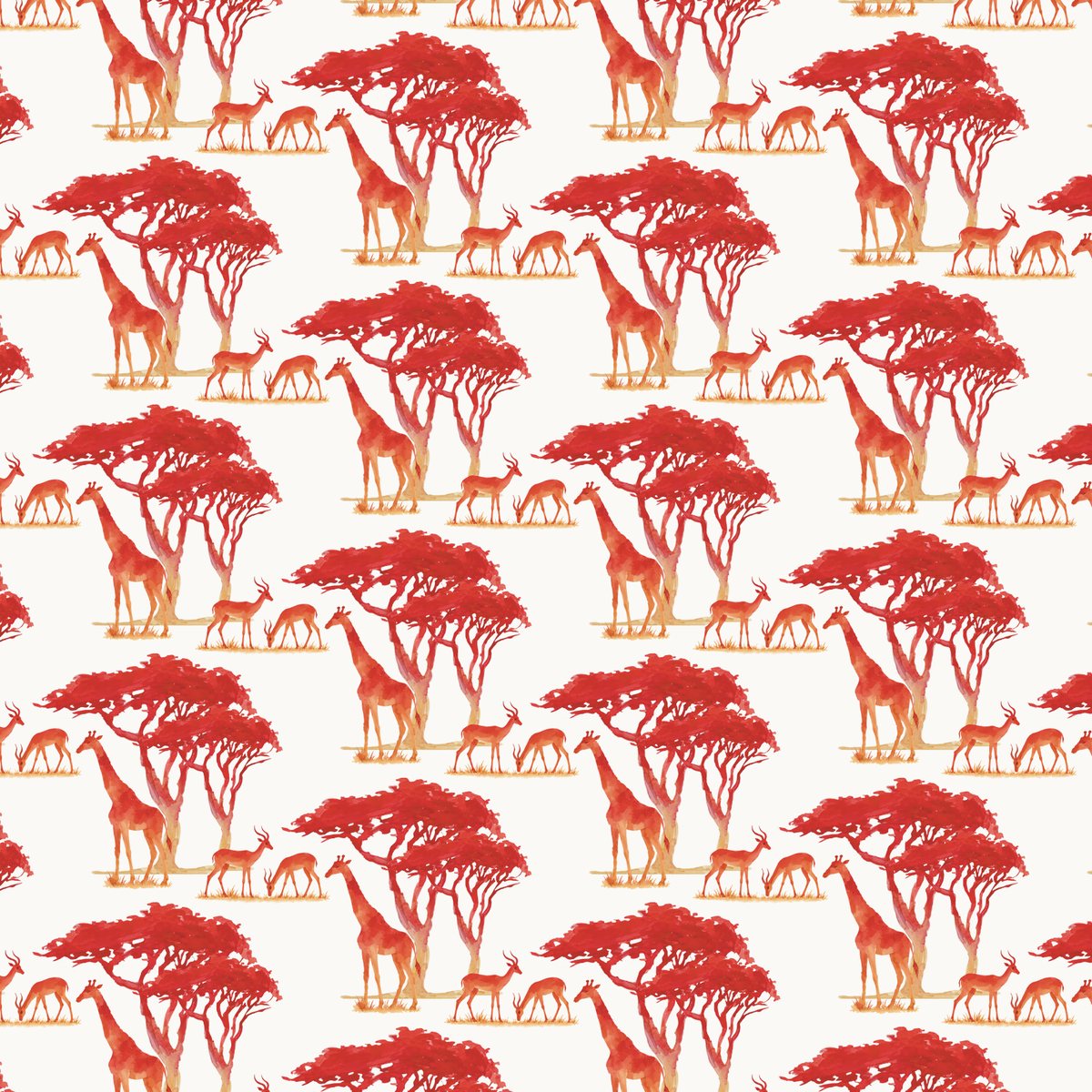 Savanna at Golden Hour – detail of illustrated gift wrap pattern by Héni Andrag for The Blom Collective