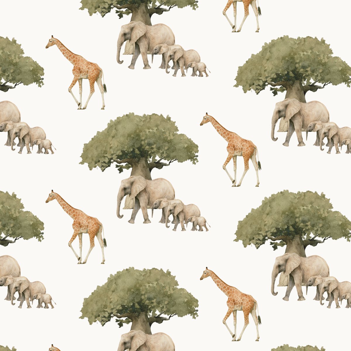 The Herd – detail of illustrated gift wrap pattern by Héni Andrag for The Blom Collective