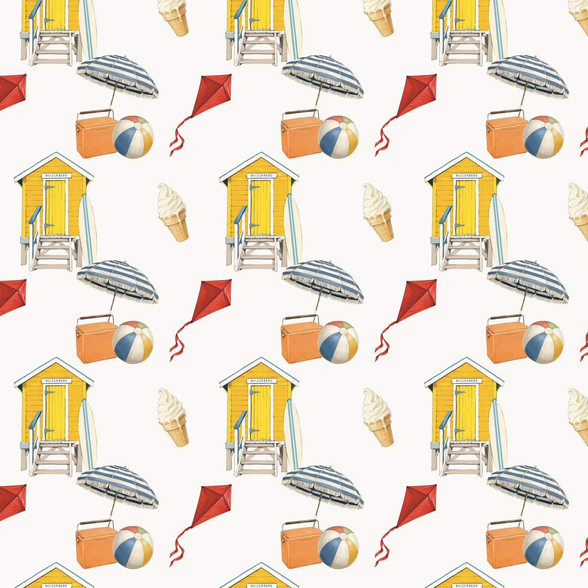 Summer at the Sea – detail of illustrated gift wrap pattern by Héni Andrag for The Blom Collective